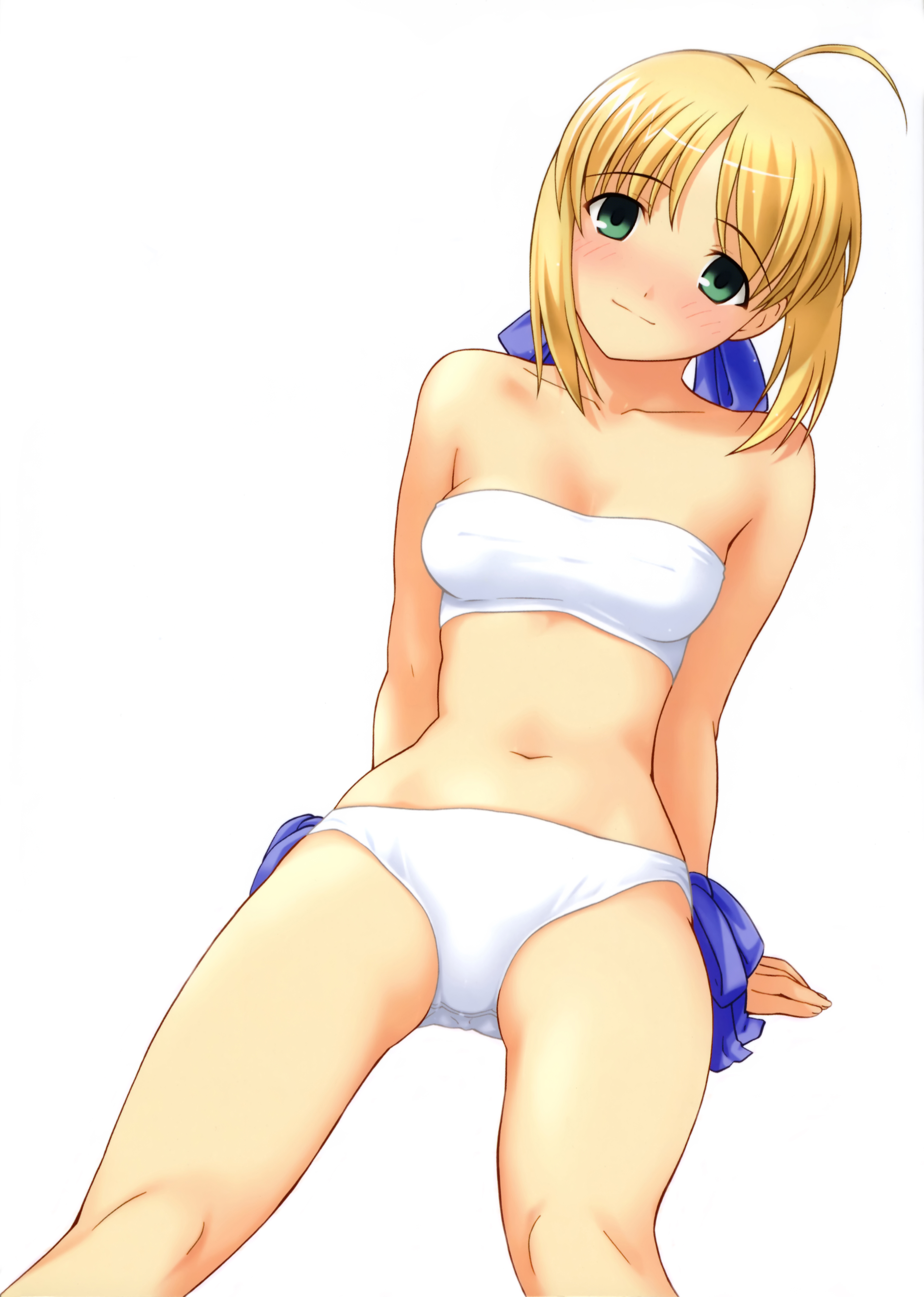 artoria pendragon (fate), saber (fate), fate/stay night, fate (series), absurdres, highres, bikini, strapless, strapless bikini, swimsuit