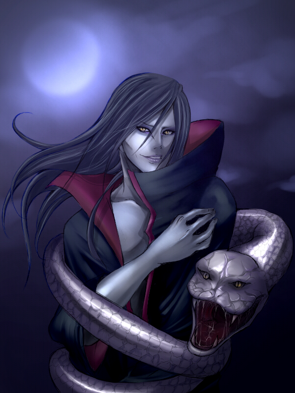 jun jun, orochimaru (naruto), naruto (classic), naruto (series), akatsuki (naruto), male focus, moon, snake
