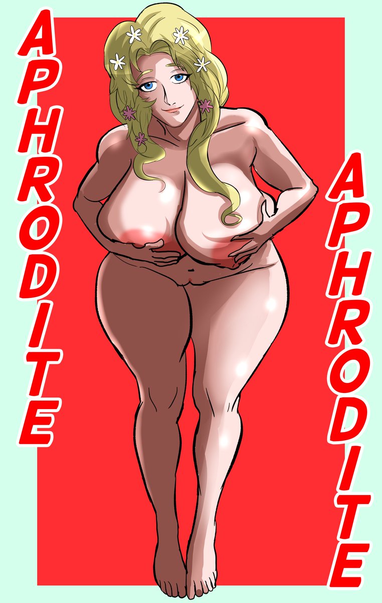 guyvanity, aphrodite (shuumatsu no valkyrie), shuumatsu no valkyrie, highres, blue eyes, breasts, large breasts, long hair, nude, smile