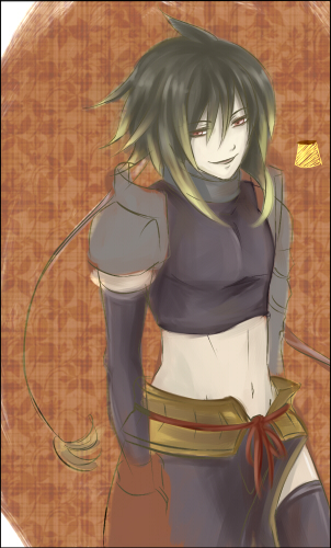 albel nox, star ocean, star ocean: till the end of time, lowres, 1boy, brown eyes, brown hair, male focus, short hair, solo, trap