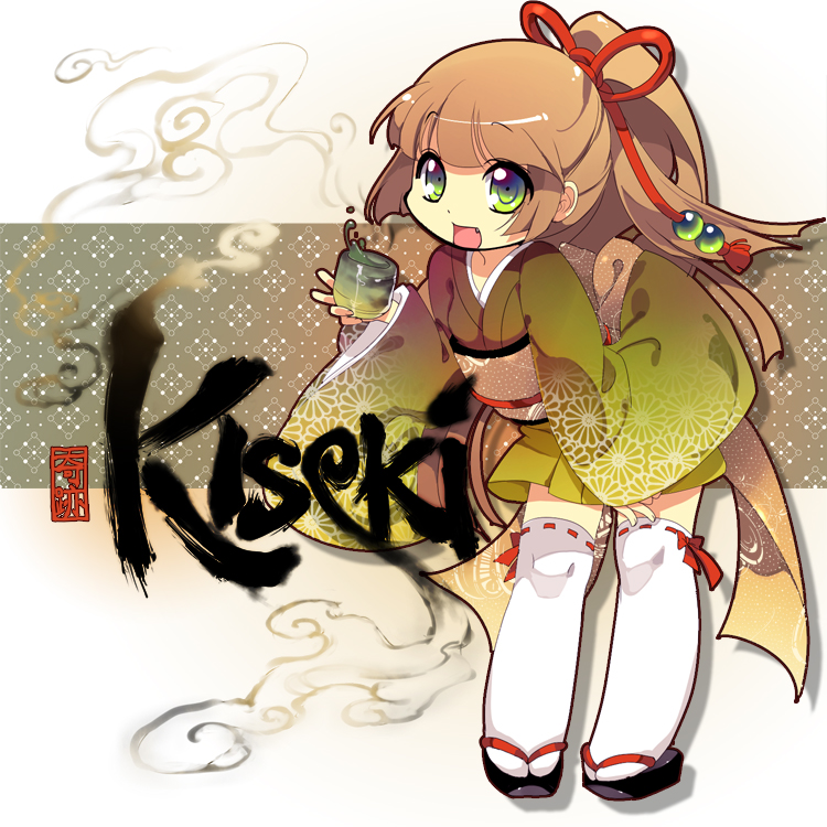 original, tagme, 1girl, bent over, female focus, full body, japanese clothes, smile, solo, standing