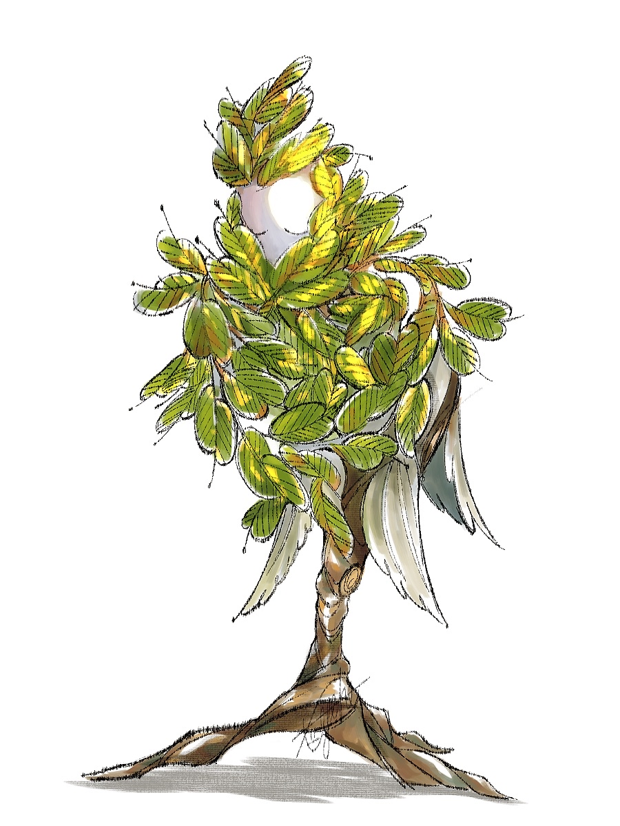 arboliva, nintendo, pokemon, commentary request, highres, closed eyes, fujihi, full body, leaf, no humans, plant roots, pokemon (creature), pokemon focus, simple background, solo, white background