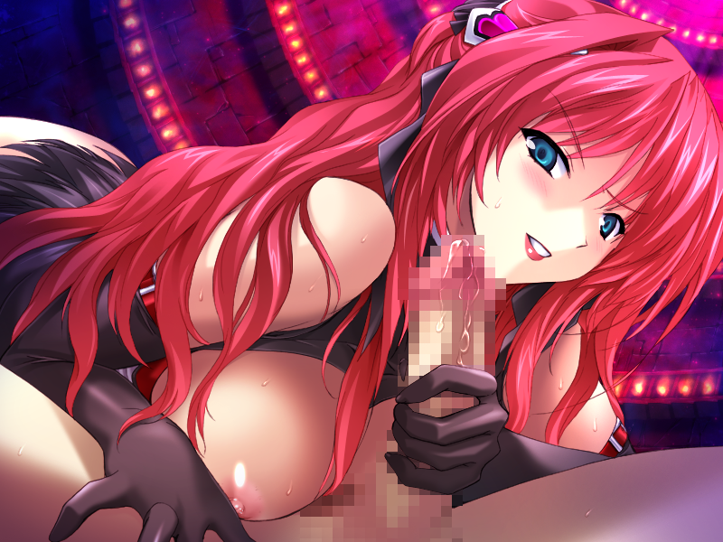 onigirikun, escalayer, choukou (alicesoft), choukou tenshi escalayer, artist request, game cg, 00s, corruption, dark persona, handjob, lipstick, magical girl, makeup, penis, pink hair, transformation