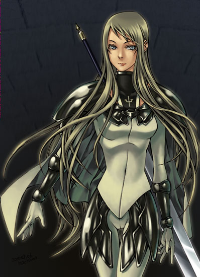 hachi-wa, galatea, claymore (series), tagme, claymore (sword), solo, sword, weapon, weapon on back