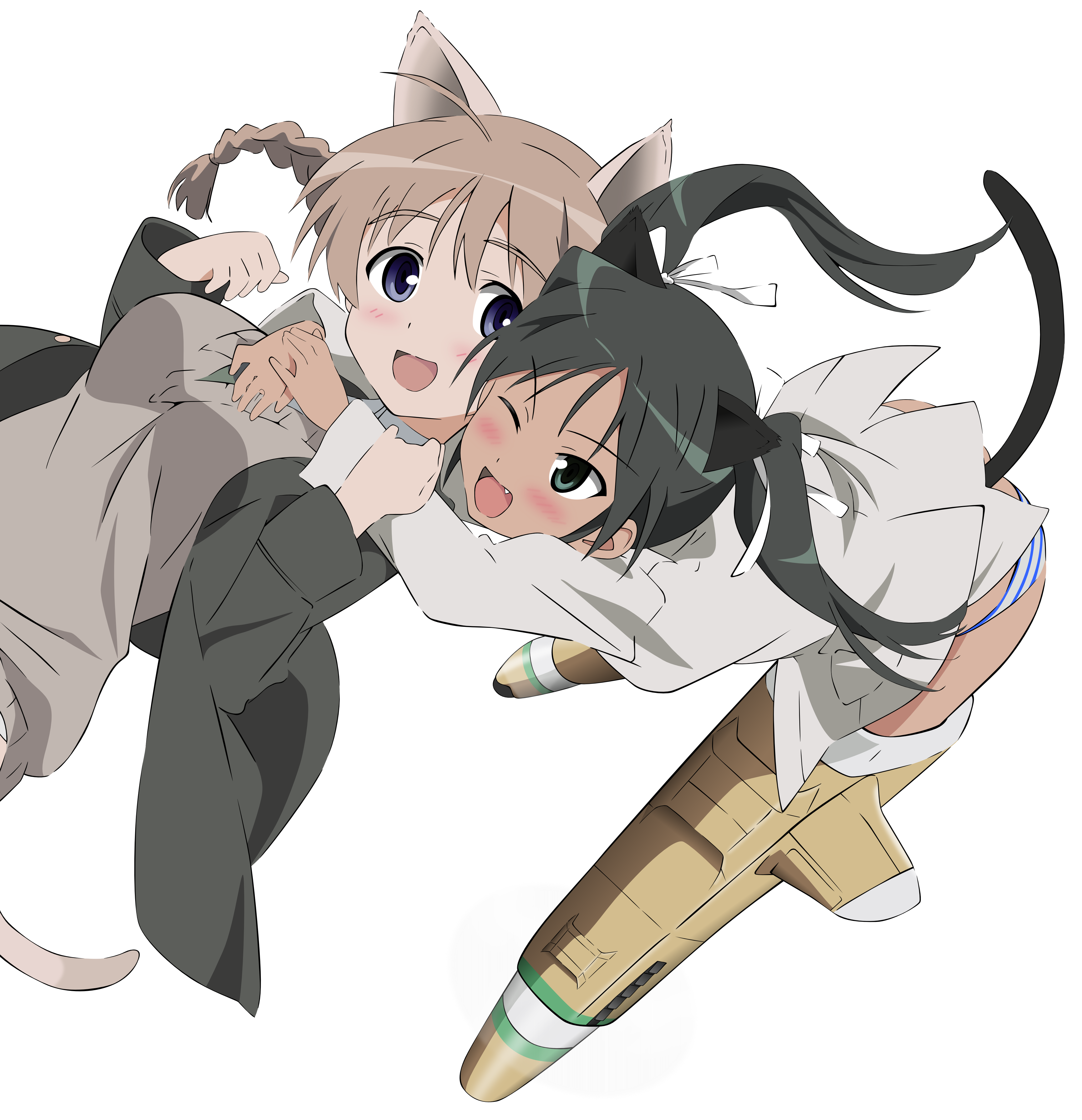 francesca lucchini, lynette bishop, strike witches, world witches series, absurdres, derivative work, highres, third-party edit, third-party extraction, vector trace