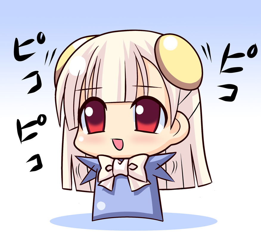 konno tohiro, ingrid (capcom), capcom, capcom fighting jam, pugyuru, 1girl, chibi, female focus, hairpods, parody, solo, white hair