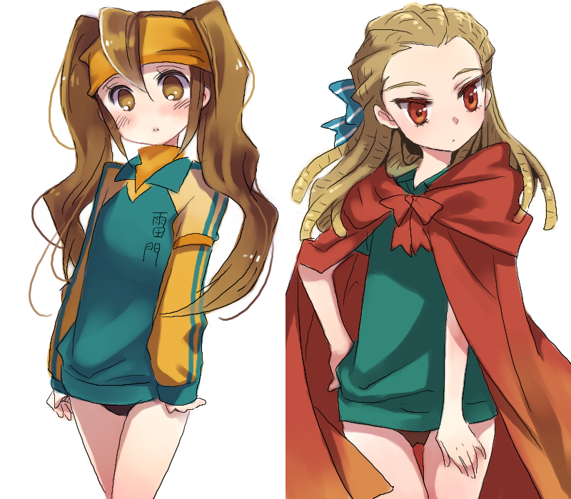 endou mamoru, kidou yuuto, inazuma eleven, inazuma eleven (series), gender request, tagme, genderswap, long hair