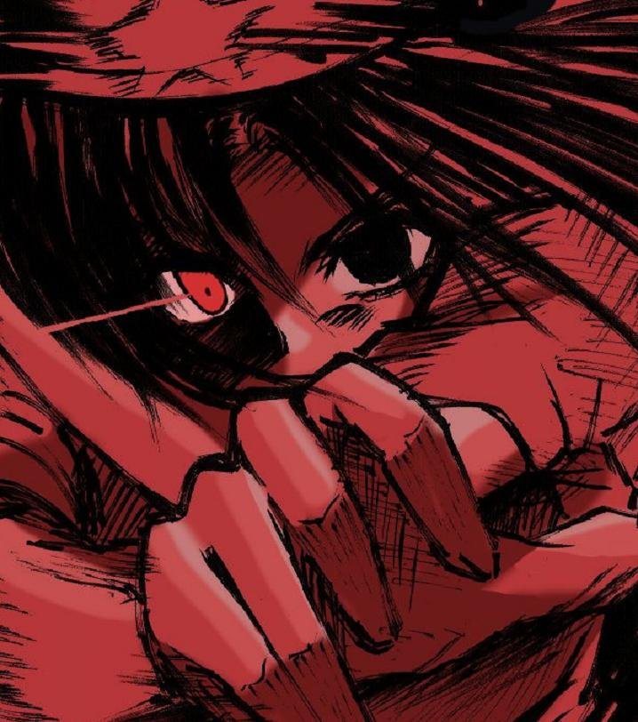 uousa-ou, ex-meiling, hong meiling, embodiment of scarlet devil, touhou, bad id, bad pixiv id, 1girl, close-up, crossed arms, eye focus, female focus, hat, looking at viewer, puffy short sleeves, puffy sleeves, short sleeves, solo, upper body