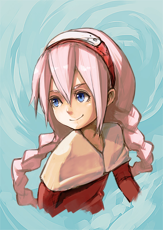 aro (charged time out), original, bad id, bad pixiv id, 1girl, blue eyes, braid, female focus, hairband, long hair, pink hair, solo, twin braids