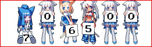 gelbooru, lowres, animal ears, blonde hair, blue eyes, blue hair, cat ears, cat tail, long hair, meta, tail, white hair