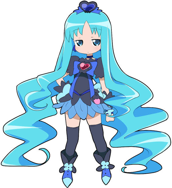 cure marine, heartcatch precure!, precure, 10s, blue hair, bored, dark persona, long hair, magical girl