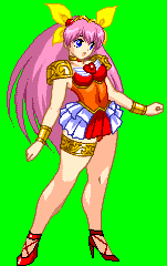 jyb unknown, hanasaki momoko, ai tenshi densetsu wedding peach, m.u.g.e.n, animated, animated gif, lowres, 1990s (style), long hair, pink hair, retro artstyle, ribbon, squatting, very long hair