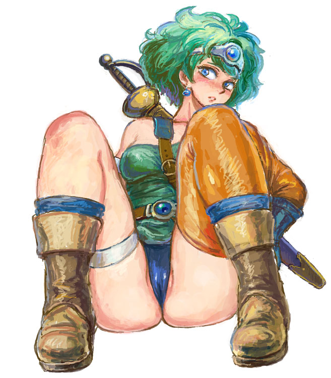 heroine (dq4), chunsoft, dragon quest, dragon quest iv, enix, blue eyes, green hair