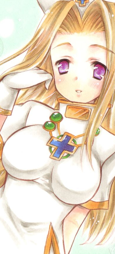 mint adenade, tales of (series), tales of phantasia, blonde hair, blue eyes, breasts, cross, long hair