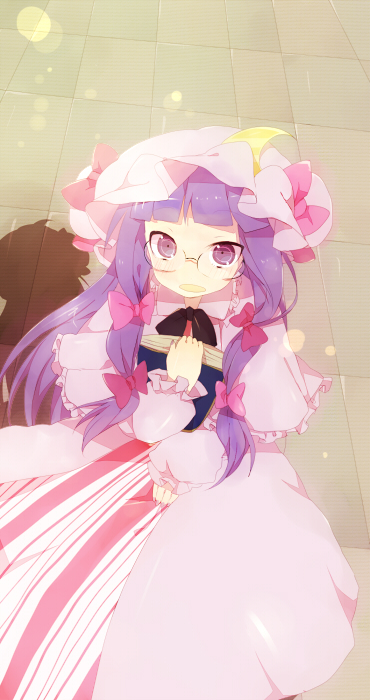 yuhiko, yuuhi homare, patchouli knowledge, touhou, bad id, bad pixiv id, 1girl, bespectacled, book, female focus, glasses, solo