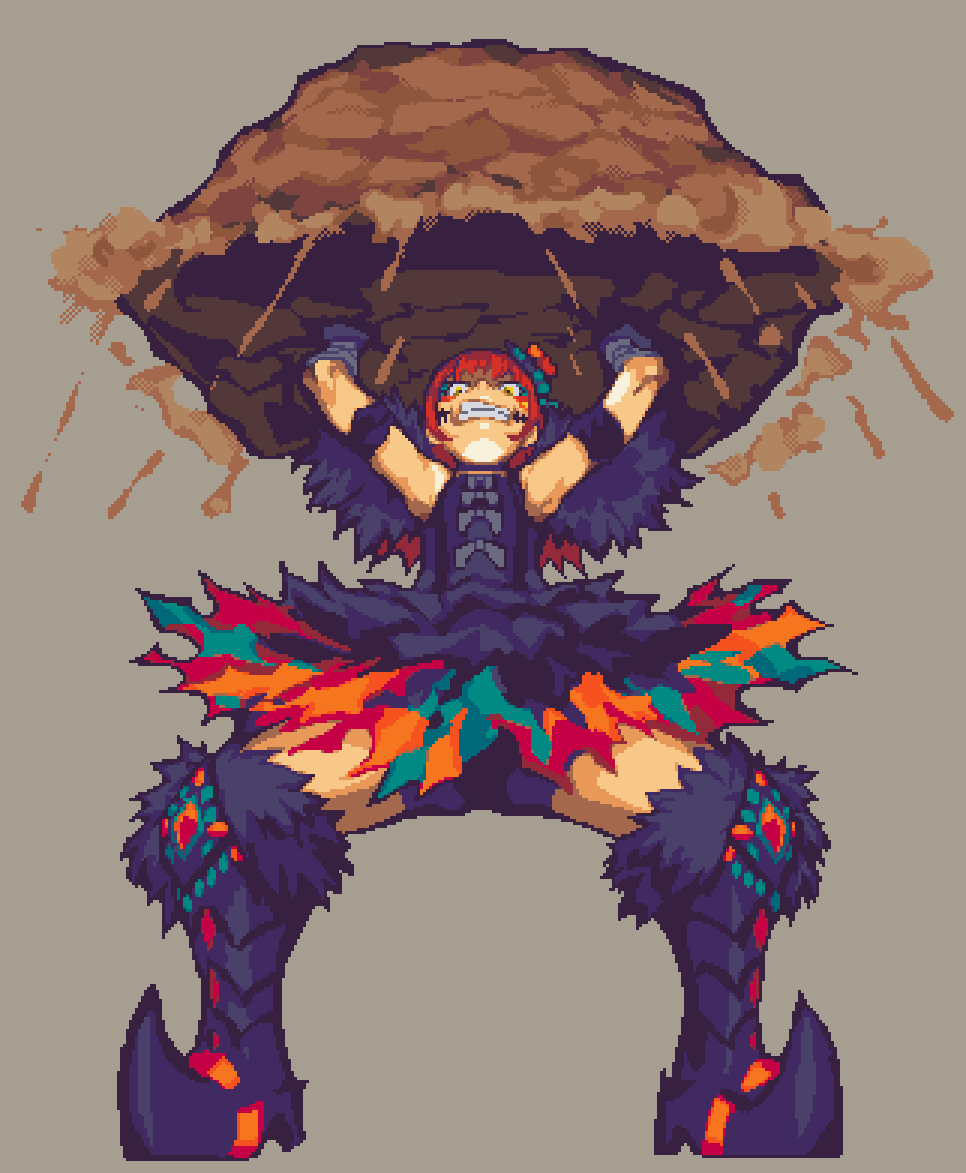 glaceo, panette (fire emblem), fire emblem, fire emblem engage, nintendo, commentary, english commentary, aqua eyeshadow, bandaged arm, bandaged hand, bandages, eyeshadow, facial mark, fur sleeves, looking at viewer, makeup, orange hair, short bangs, stitched mouth, stitches