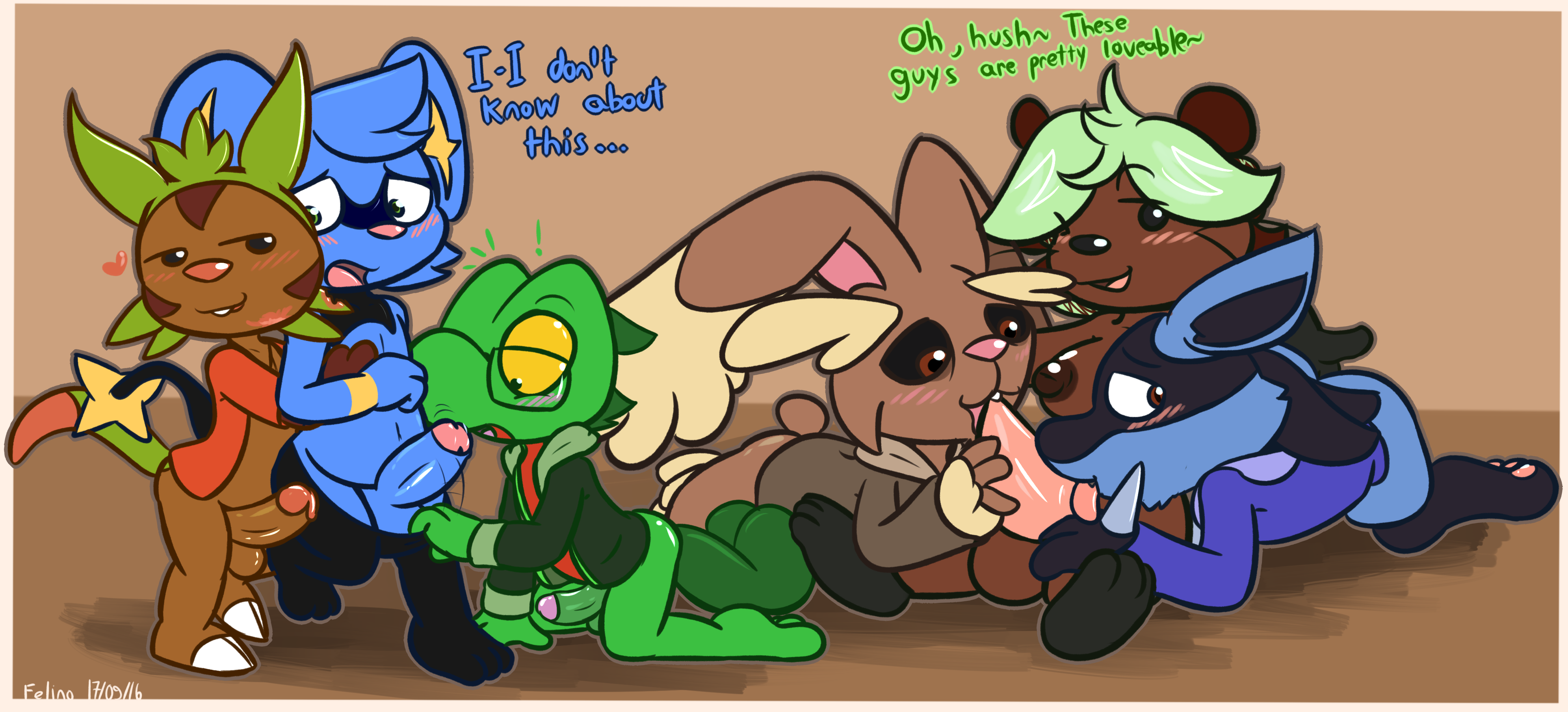 Rule34 – If it exists, there is porn of it / felino, chespin, lucario, original character, riolu, treecko / 585108