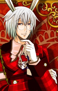 peter white, white rabbit (alice in wonderland), alice's adventures in wonderland, heart no kuni no alice, lowres, 1boy, bespectacled, clock, cuff links, formal clothes, glasses, gloves, male focus, perter white, solo, staring, white hair