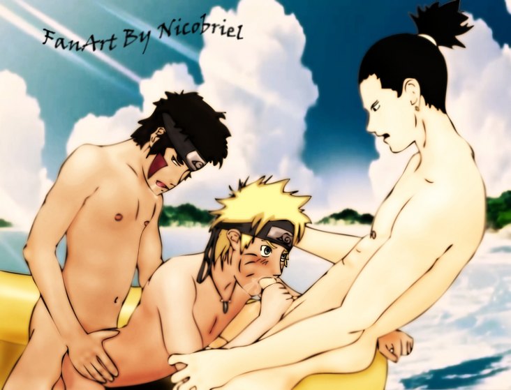 nicobriel, inuzuka kiba, nara shikamaru, uzumaki naruto, naruto (classic), naruto (series), 3boys, anal, boat, cum, cum in mouth, fellatio, group sex, male focus, male penetrated, mmm threesome, multiple boys, nude, oral, penis, sex, spitroast, threesome, uncensored, watercraft, yaoi