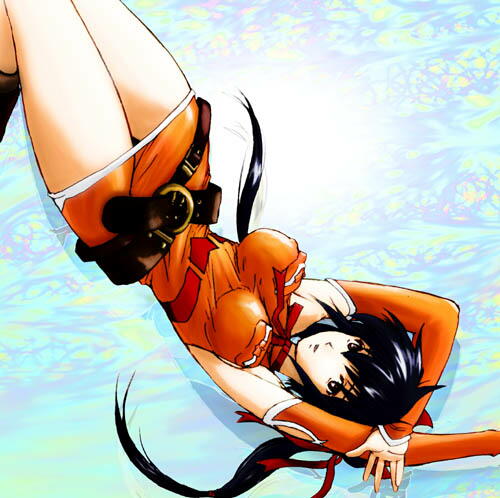 kon-kit, lisa pacifist, final fantasy, final fantasy unlimited, lowres, 00s, black hair, detached sleeves, elbow gloves, gloves, hair ribbon, ribbon