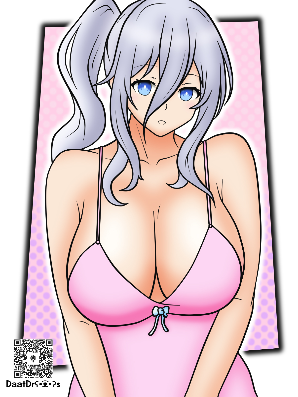 daatdraws, murasame reine, date a live, 1girl, blue eyes, breasts, large breasts, long hair, purple hair