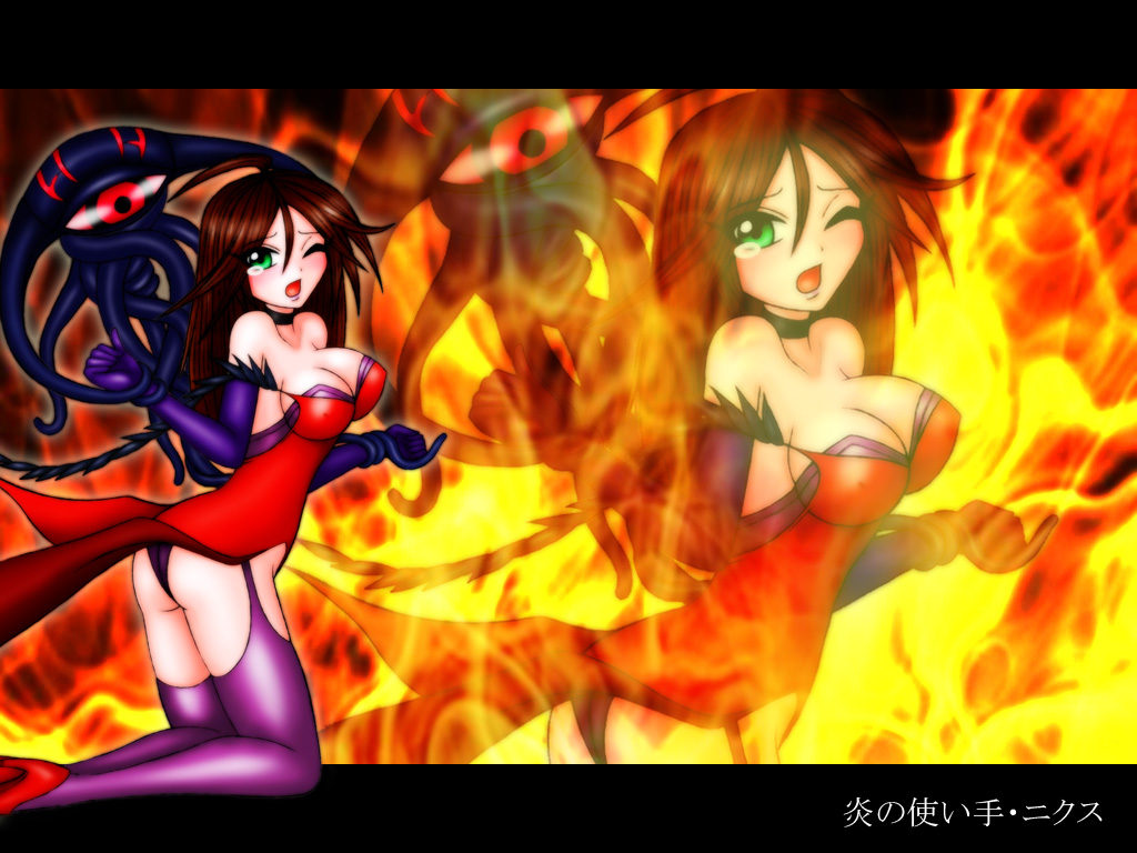 moaizmoai, funikura, nyx (queen's blade), queen's blade, tagme, ass, fire, tentacles