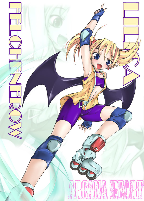 lilica felchenerow, aq interactive, arcana heart, atlus, examu, blush, demon girl, smile, wings