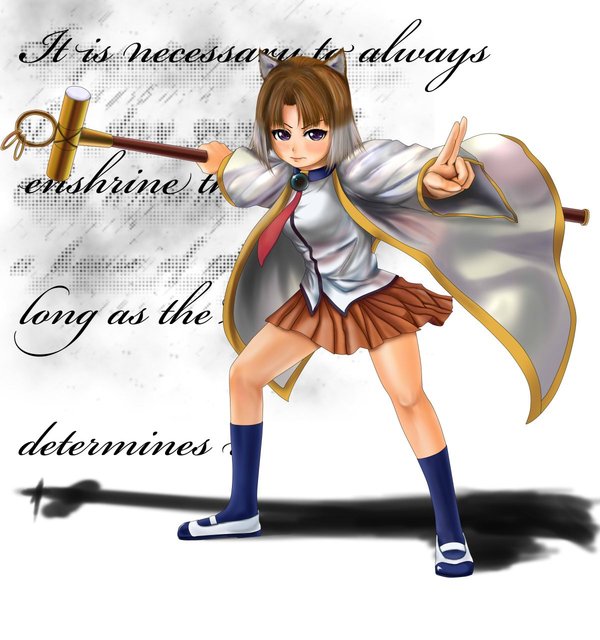 inuwaka nazuna, aq interactive, arcana heart, arcana heart 2, atlus, examu, animal ears, blush, school uniform, staff