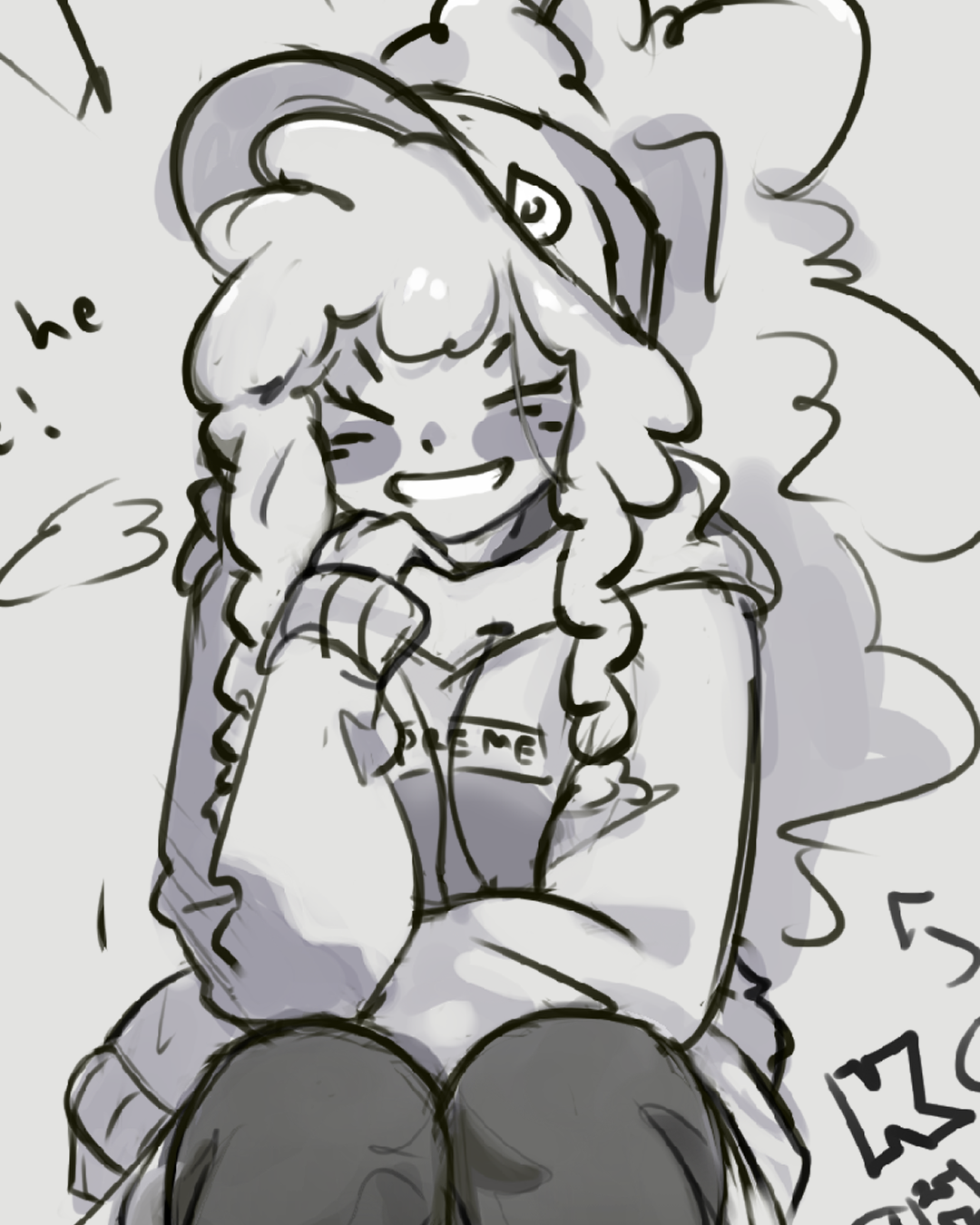 kochan, highres, non-web source, greyscale, kokonoku, monochrome, thenokubay