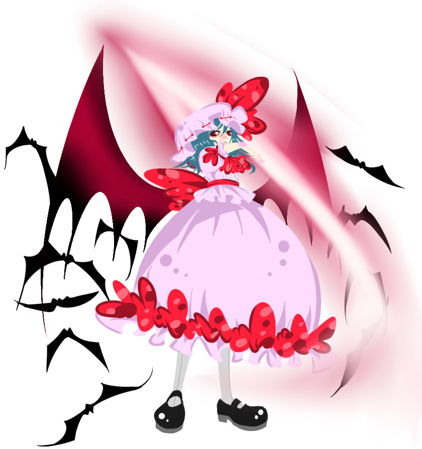 noibara, remilia scarlet, touhou, 1girl, bat (animal), bat wings, female focus, full body, shoes, short hair, solo, white background, wings