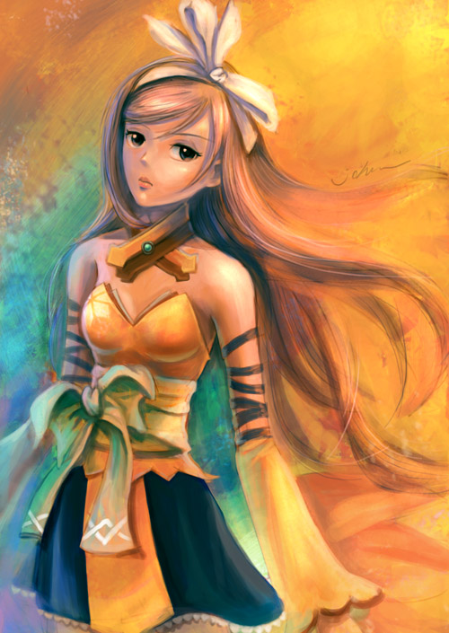 starryjohn, touka kureha, sega, shining (series), shining wind, bow, choker, long hair, skirt