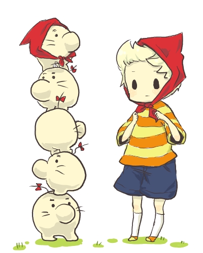 sayu (sayu19), doseisan, lucas (mother 3), mother (series), mother 3, nintendo, bad id, bad pixiv id, lowres, 1boy, black eyes, blonde hair, male focus, quiff, ribbon