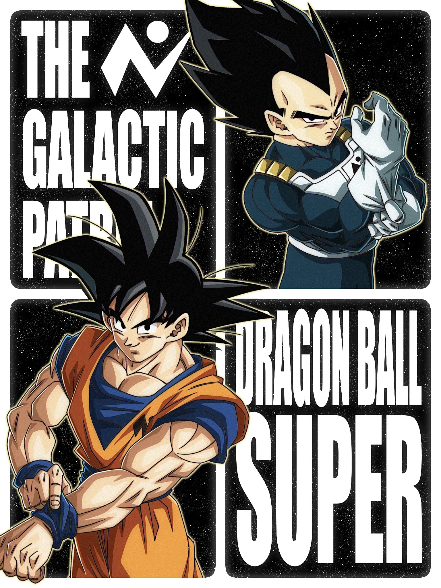 daiki 11090, son goku, vegeta, dragon ball, dragon ball super, commentary request, copyright request, highres, 2boys, armor, black eyes, black hair, blue bodysuit, blue sash, blue shirt, blue wrist cuffs, bodysuit, dougi, gloves, male focus, medium hair, multiple boys, muscular, muscular male, orange pants, orange shirt, pants, saiyan armor, sash, shirt, smile, spiked hair, white armor, white gloves, wrist cuffs