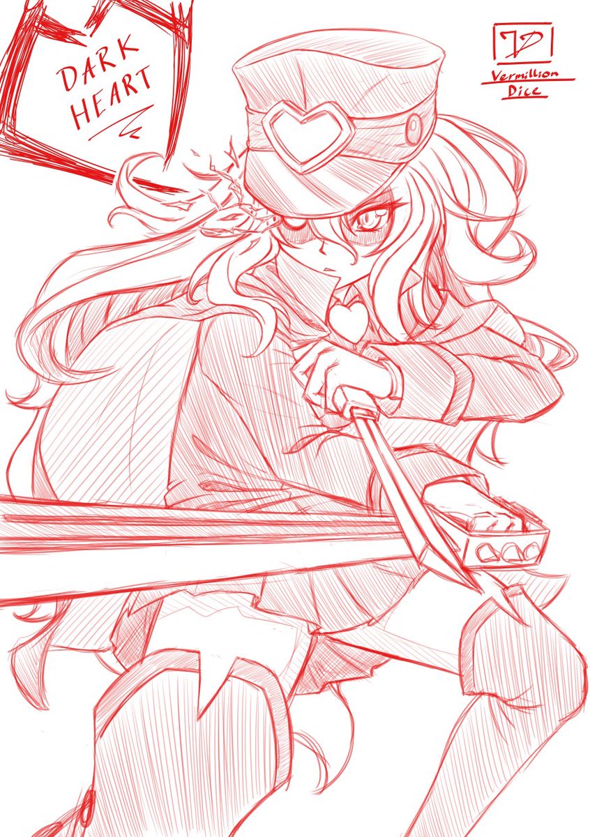vermillion dice, dark heart (arcana heart), arcana heart, arcana heart 3, 1girl, knife, long hair, sword, weapon