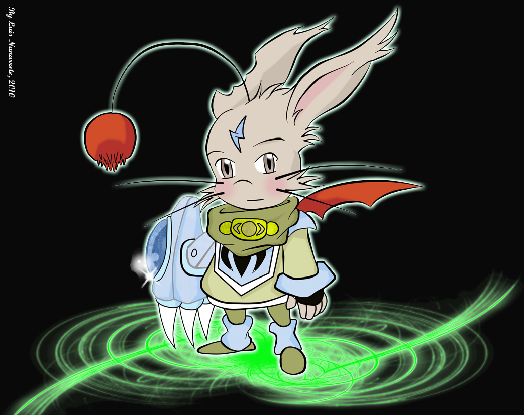 eins, moogle, final fantasy, final fantasy tactics, bad id, bad pixiv id, bionic body, claws, solo, summon