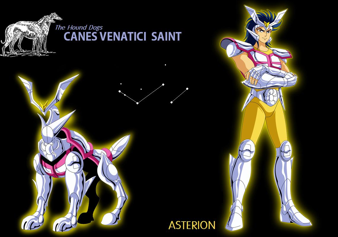 canes venatici asterion, saint seiya, mythology, 1boy, armor, constellation, dog, male focus