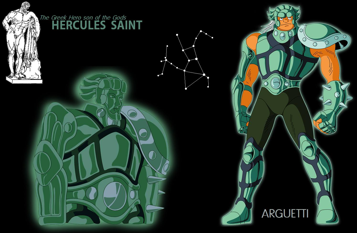 hercules arguetti, saint seiya, mythology, tall, armor, constellation, male focus, muscular, statue, white hair