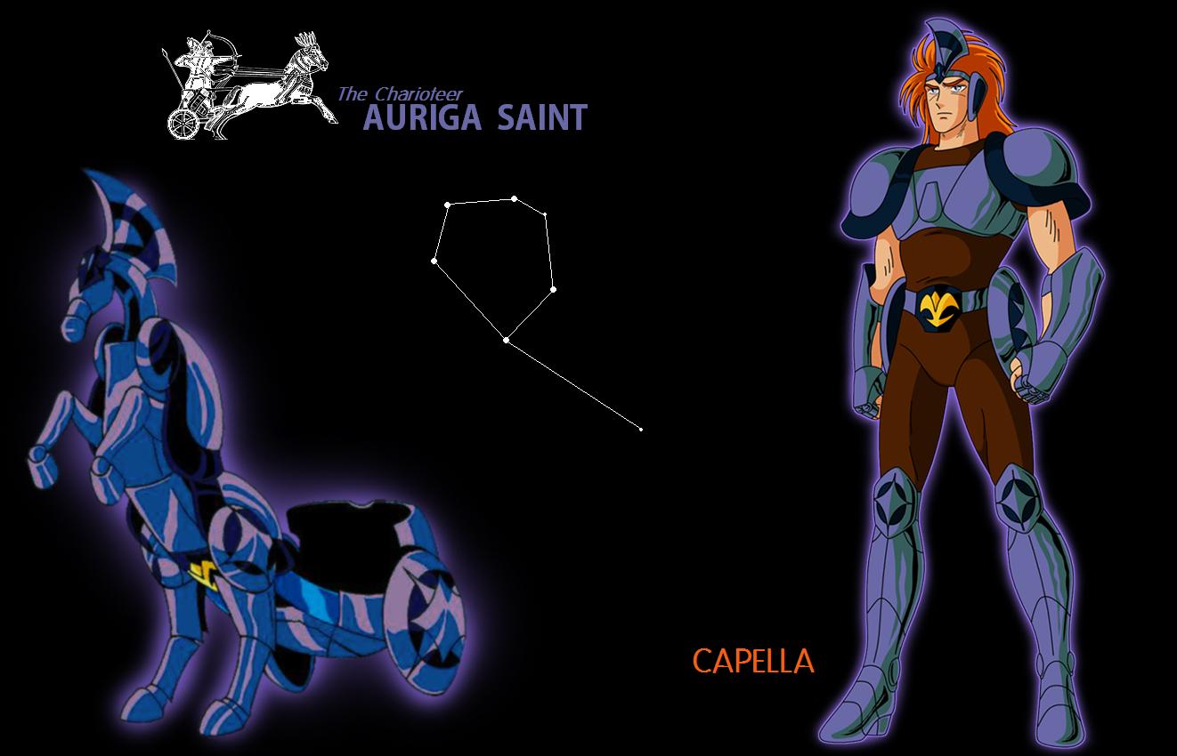auriga capella, roman (sound horizon), saint seiya, mythology, armor, chariot, charioteer, constellation, horse, male focus, orange hair, scales, shield