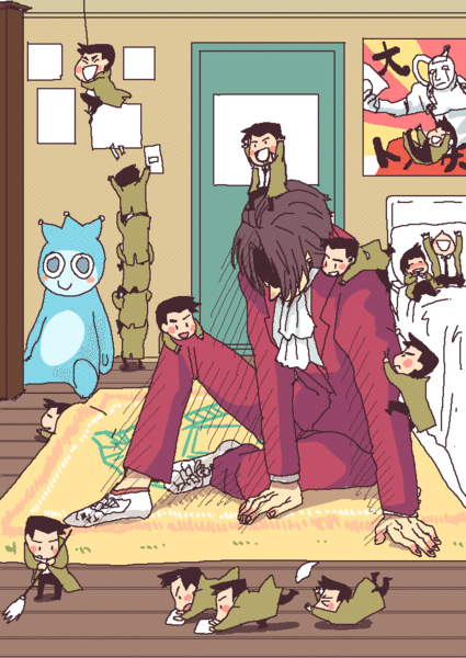 miles edgeworth, steel samurai, ace attorney, ace attorney investigations, capcom, image sample, pixiv sample, resized, tagme, chibi, clone