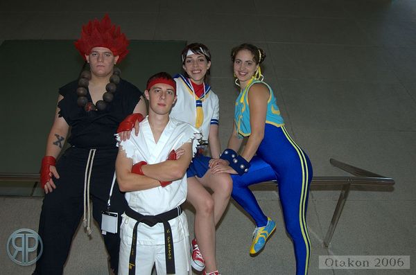 akuma (street fighter), chun-li, kasugano sakura, ryu (street fighter), capcom, street fighter, photo (medium), akuma (street fighter) (cosplay), chun-li (cosplay), cosplay, kasugano sakura (cosplay), ryu (street fighter) (cosplay)