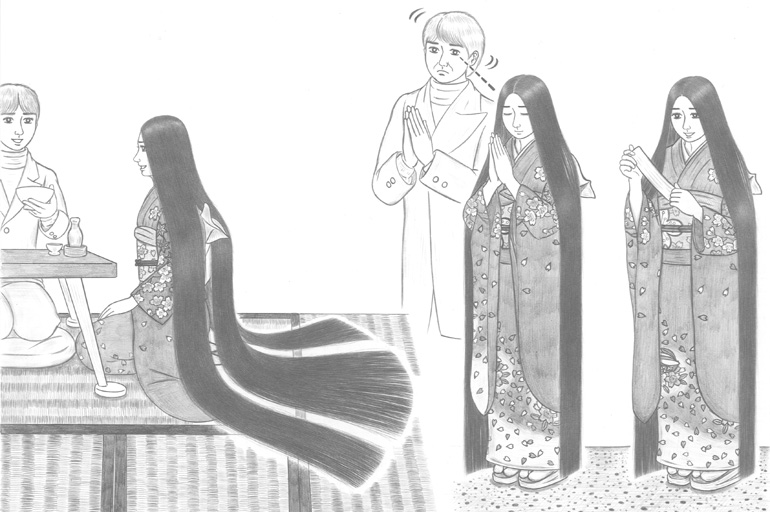 tagme, long hair, monochrome, very long hair