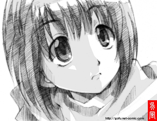 gofu, kamigishi akari, to heart, to heart (series), traditional media, 1girl, female focus, greyscale, monochrome, sketch, solo, spot color, white background