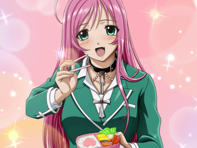 akashiya moka, rosario+vampire, tagme, 00s, 1girl, blush, breasts, female focus, long hair, pink hair, school uniform, smile, solo