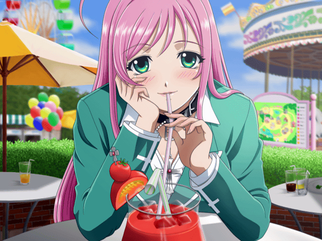 akashiya moka, rosario+vampire, tagme, 00s, blush, green eyes, long hair, pink hair, school uniform, smile