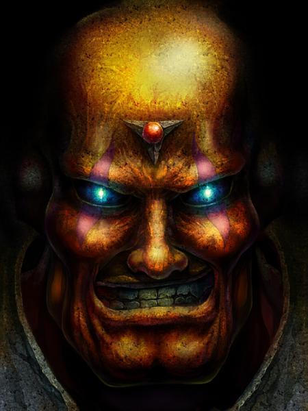 sigma (mega man), capcom, mega man (series), mega man x (series), tagme, angry, bald, blue eyes, cleft chin, gem, smile