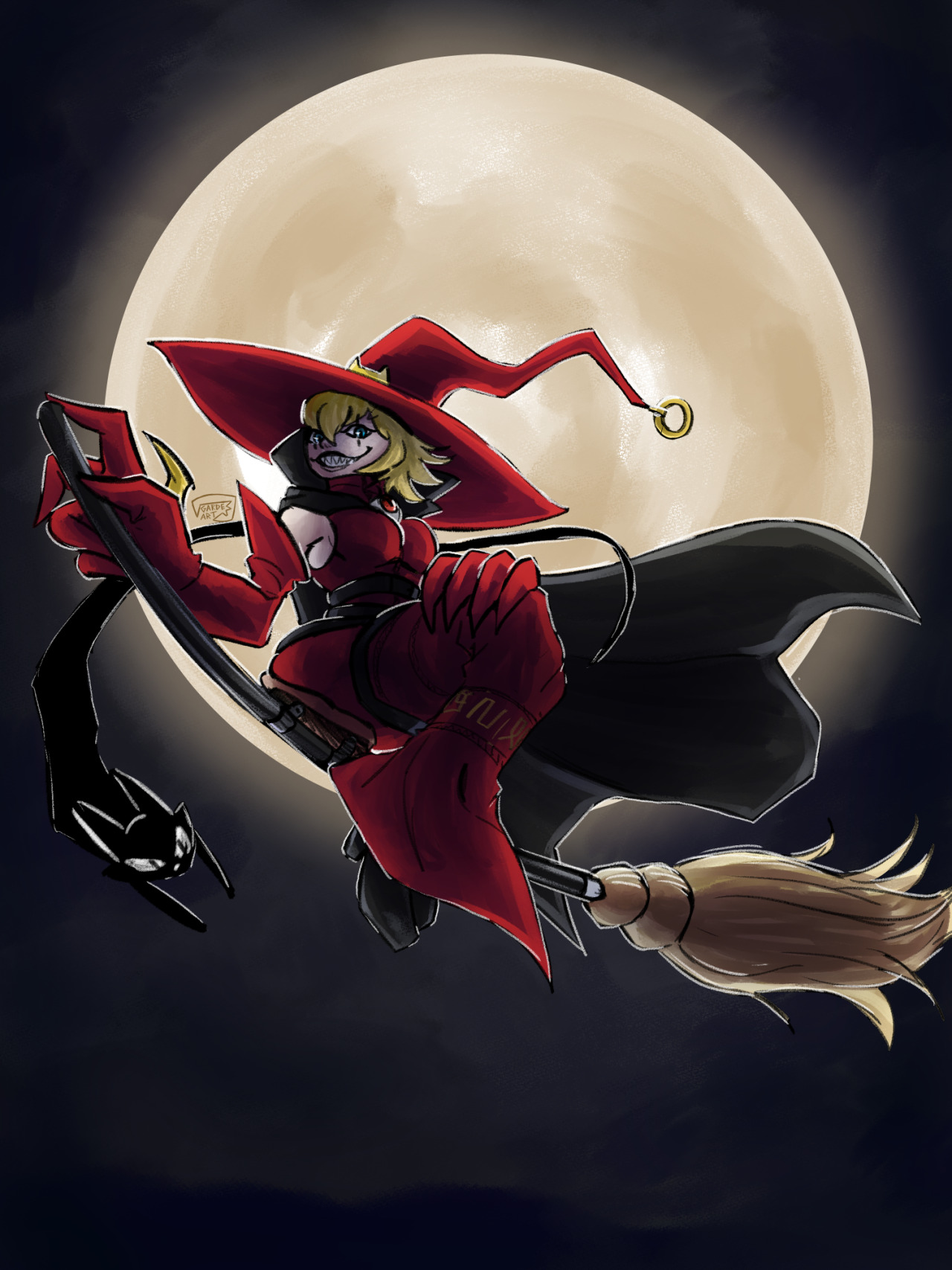 witchmon, digimon, belt, cape, digimon (creature), hat, thisgardevoirdraws, witch, witch hat