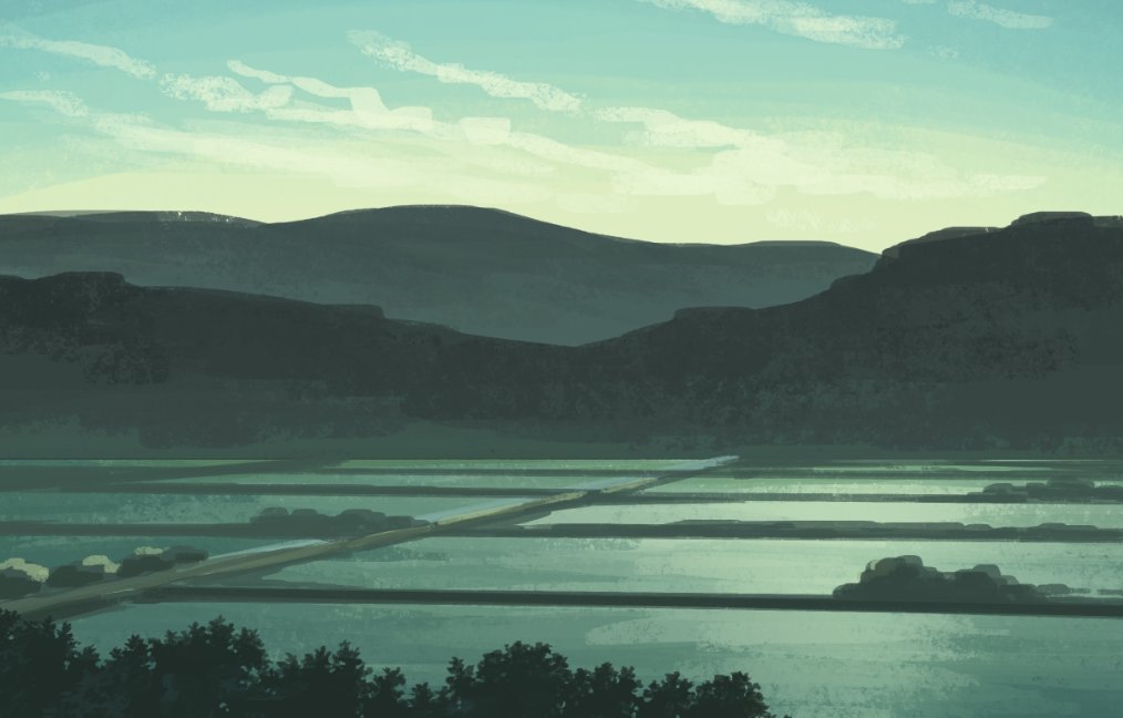 akafune, original, commentary request, cloud, cloudy sky, evening, farm, mountain, no humans, outdoors, rice paddy, rural, scenery, sky