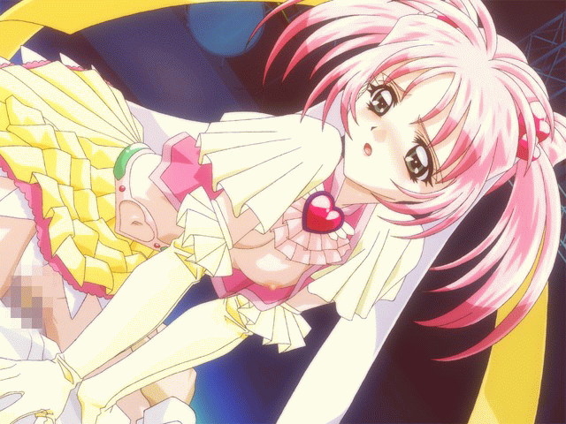 i-doll, animated, animated gif, game cg, 1girl, blush, breasts, censored, flapper shirt, girl on top, heart, loli, magical girl, nipples, penis, pink hair, pussy, sex, shirt, small breasts