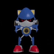 metal sonic, roblox, sonic (series), animated, animated gif, audible music, lowres, sound, animal ears, black background, clanker (meme), dancing, fake animal ears, lonely lonely dance, looking at viewer, meme, no mouth, out of character, outcome memories, red eyes, robot, simple background, solo, solo focus