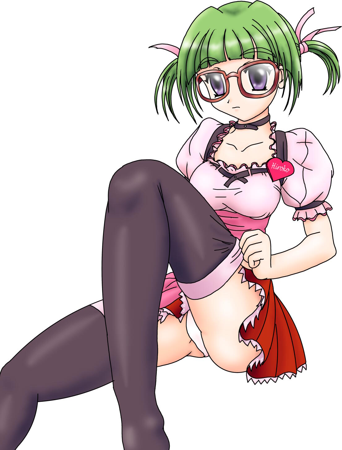 highres, ass, breasts, cleavage, glasses, panties, underwear, waitress